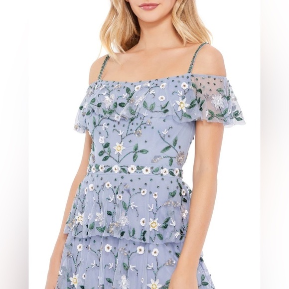 Mac Duggal 9069 NWT Embellished Off Shoulder Tiered Dress - Picture 3 of 6